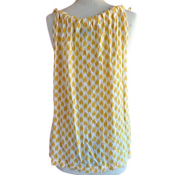 Womens Top Size Large Yellow White Tank Flow Breezy Summer Vacation Resort Ready - Picture 4 of 8